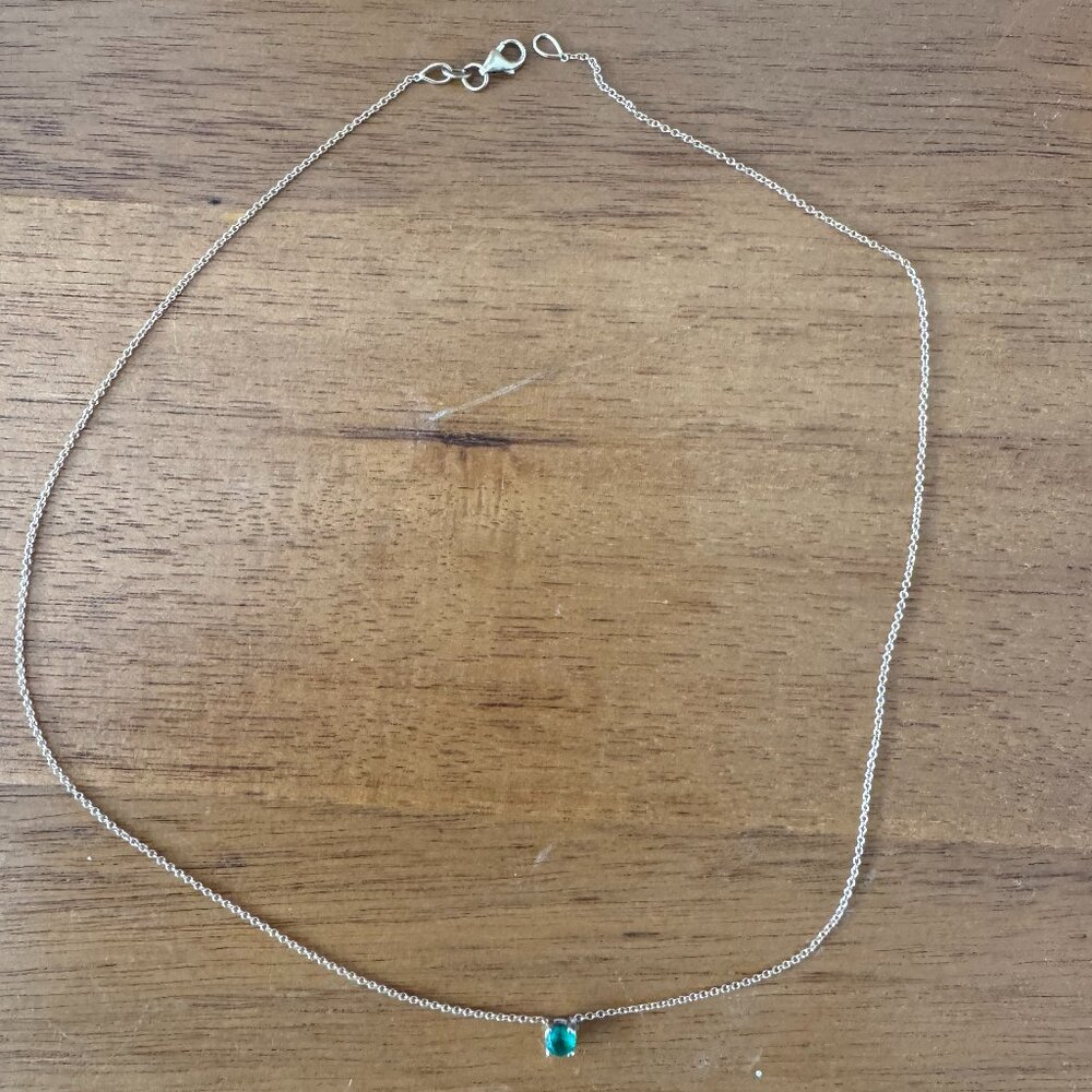 Emerald Necklace, 14K Gold Solitaire Necklace, 4mm 0.30 Carat Emerald Necklace